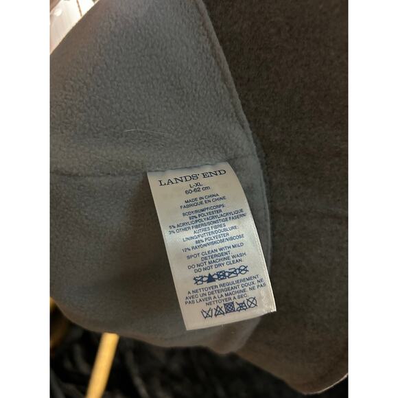 Lands’ End Fleece-Lined Gray Wool Bucket Hat L–XL – Cozy Lodgecore Winter Style - Picture 3 of 4